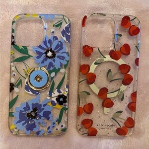 Kate Spade Blue Floral and Red Cherry Phone Cases for 16 Pro Max IPhone